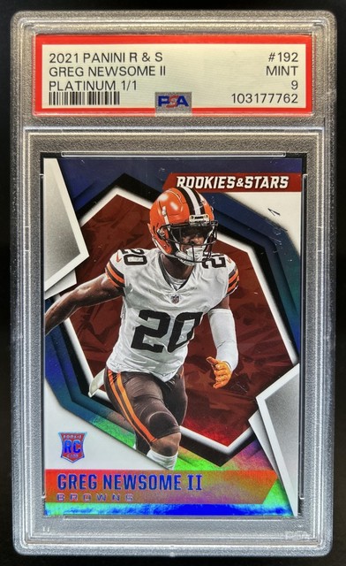 2021 Panini Rookies & Stars Greg Newsome II Platinum Rookie RC #1/1 Browns PSA 9