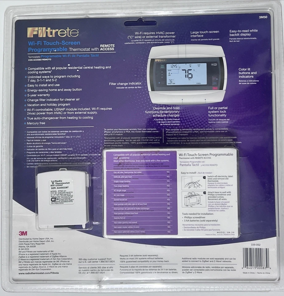 Filtrete 3M 3M50 Wifi-Touchscreen Programmable Thermostat with Remote Access - Image 2 of 3