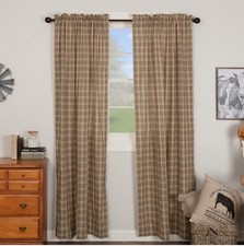 EUC VHC FARMHOUSE PLAID PANEL AND TIE BACKS 40  x 84  