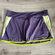 Nike Dri-FIT Women&rsquo;s Tennis Skort Built-In Shorts Purple/Yellow, Size XL