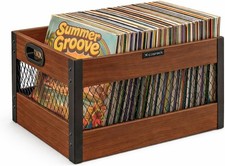 Vinyl Record Storage Crate Wooden LP Record Organizer Holds 60 80 Records