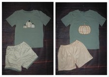 NEW Boutique Pumpkin Boys Plaid Shorts Outfit Set