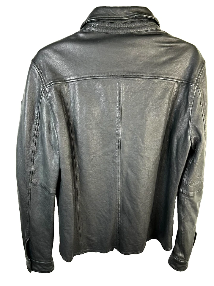 Chaqueta chamarra Mauricio para hombre de cuero de cordero negra calce ajustado talla mediana Foto 2 de 4