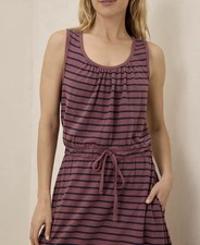 Women  s PACT 100 Organic Cotton Drawstring Waist Maxi Dress Purple Navy S