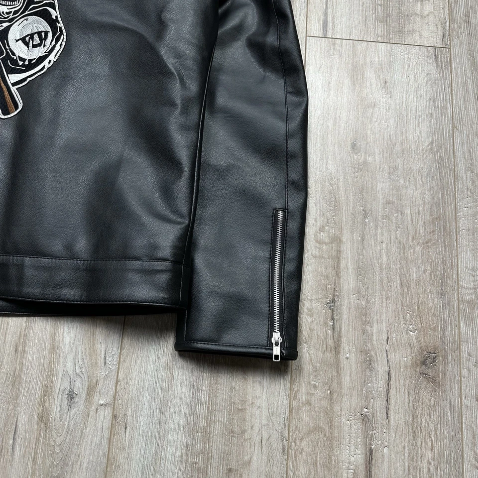 SOA Sons Of Anarchy Motorcycle Faux Leather Jacket Madness Black Mens Size L - Image 3 of 4