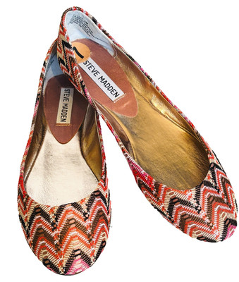Steve Madden Shoes Flats Women's Multi Colored Chevron Slip On Size 7 New