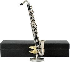 Miniature Bass Clarinet with Stand and Case Mini Musical Instrument Replica Coll