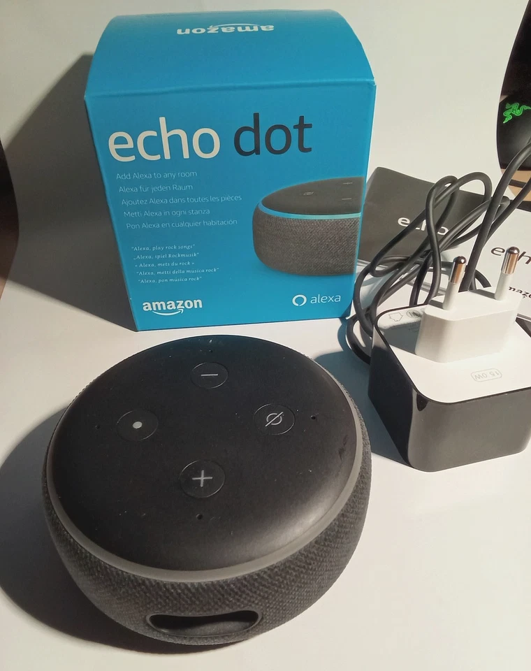 2 Stück - Echo Dot (3. Gen.) Intellig. Lautsprecher mit Alexa, Schwarz und Grau - Bild 3 von 4