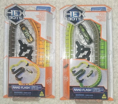 LOT 2 HEX BOTS HEX BUG Nano Flash Starter Set GREEN CRICKET & YELLOW BEE w track