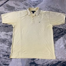 Vintage Nike Dri Fit Golf Polo Shirt 2XL Yellow Textured Performance Tennis