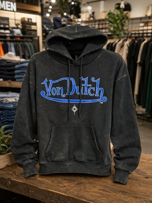 Von Dutch Distressed Hoodie Black Men