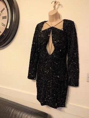 Stunning Miss Ord Black Sequin Mini Dress   Size M (UK 10)