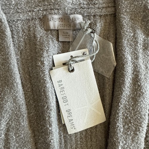 NWT Barefoot Dreams CozyChic Lite Ribbed Bath Robe Dove Gray Small / Medium $128 - Picture 2 of 6