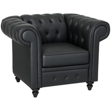 HOMCOM Poltrona da Salotto Chesterfield in Finta Pelle PU e Gambe in Legno Nero