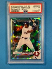 2021 Bowman Chrome Sapphire Emmanuel Rodriguez 1st RC AQUA REFRACTOR /99 PSA 10