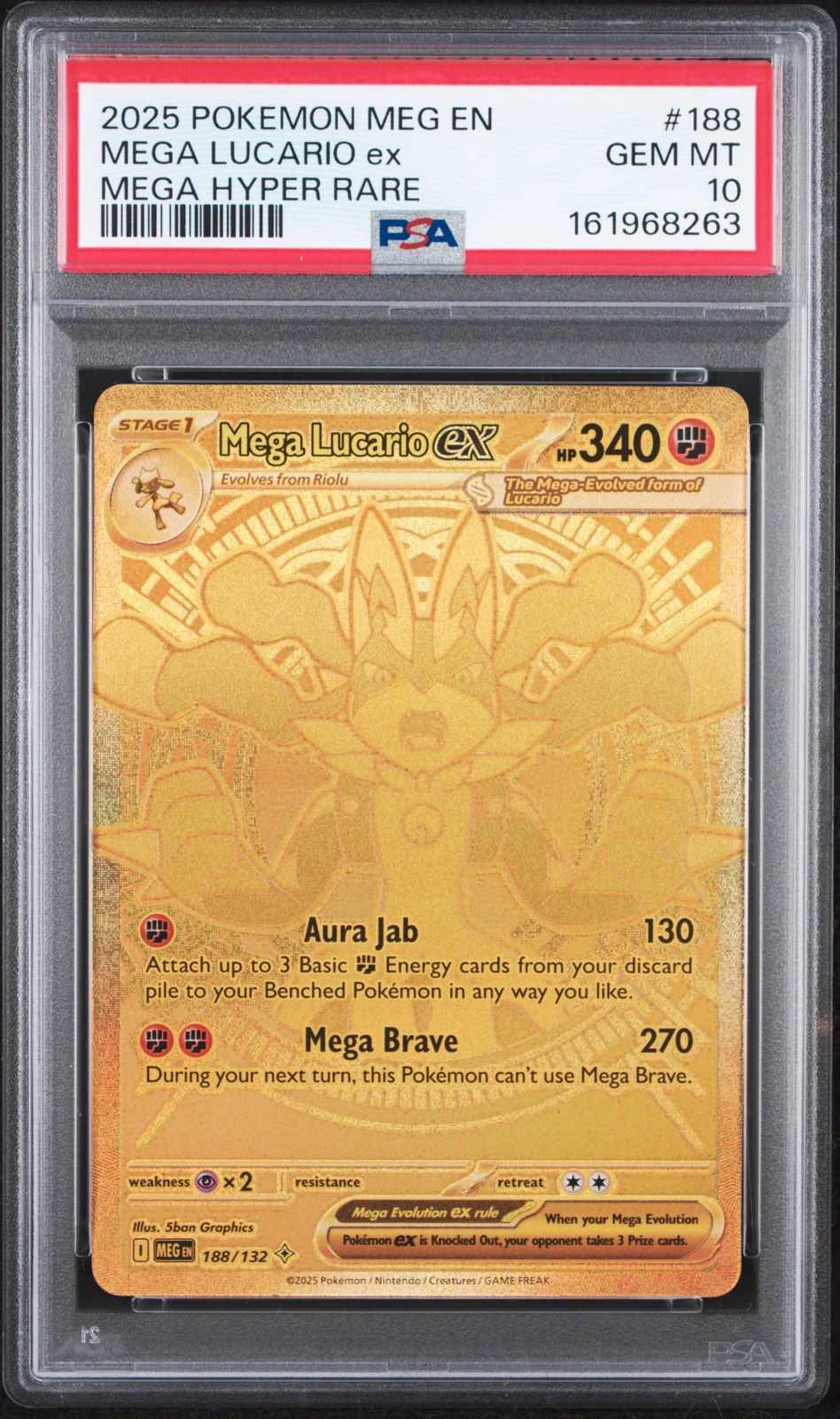 2025 POKEMON MEG EN-MEGA EVOLUTION MEGA HYPER RARE #188 MEGA LUCARIO EX PSA 10
