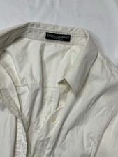 Dolce&Gabbana Men's White Cotton Dress Shirt Size 46 Collared Button Long Sleeve