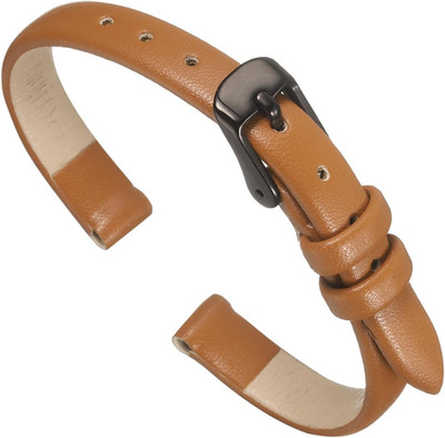 Lederarmband 8 mm für Smartwatch Damen Herren vintage hellbraun mit Edelstahlver
