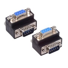 2 Pack DB9P 90 Degree Down Up Angled RS232 Male To Female Serial Adapter
