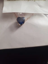 Birthstone Gem Stone Necklace-Heart Sapphire Blue CZ 