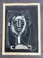 Pablo Picasso (Handmade) Drawing on antique paper Signed and Sealed size 32x23.5