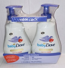 New 2 Pack of Dove Baby Sensitive Skin Care Night Time Wash Calming Moisture