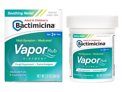 Bactimicina Medicated Vapor Rub, w/Camphor, Menthol, Made in USA 2 OZ  Exp 12/26