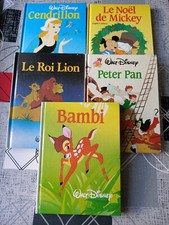 Walt Disney 5 Livres Cendrillon, Mickey, Roi Lion, Peter Pan, Bambi TBE livre.