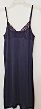 Vassarette Full Slip Women 36 Black Lace 30" Long Adjustable Strap Nylon Washes
