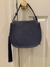 Moda Luxe Braided Satchel Crossbody W/tassle Nwt Blue Brand Leather New