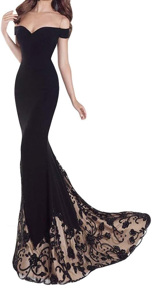 fitted lace wedding dress Amoris T402 Prom Dress - Black main image 1