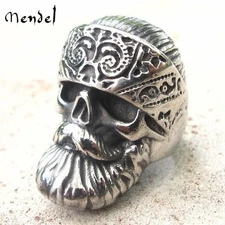 MENDEL Mens Stainless Steel Motorcycle Club Biker Punk Skull Ring Men Size 7-15