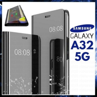 FLIP COVER FOR SAMSUNG GALAXY A32 5G BLACK BOOK CASE CLEAR VIEW 360° TO 32