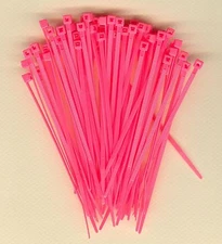 100 4" Inch Long 18# Pound FLUORESCENT PINK Nylon Cable Zip Ties Ty Wraps USA