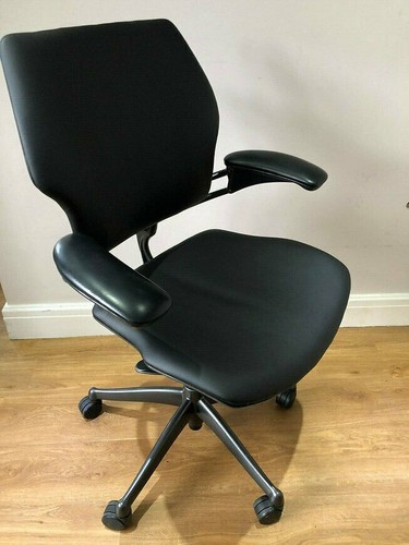 BLACK LEATHER HUMANSCALE FREEDOM ERGONOMIC OFFICE TASK CHAIR - Picture 2 of 10