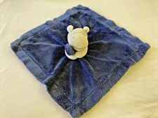Carter  s HIPPO Hippopotamus Lovey Security Blanket 13  Navy Blue and Gray Rattle