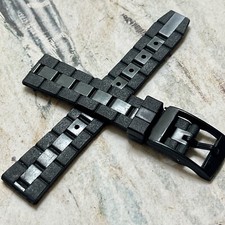 1960s 16mm Short Length vintage dive watch rubber strap black buckle old stock