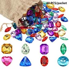 30x Acrylic flat backed craft jewel Bling Multi Colored Party Diamond Gemstones