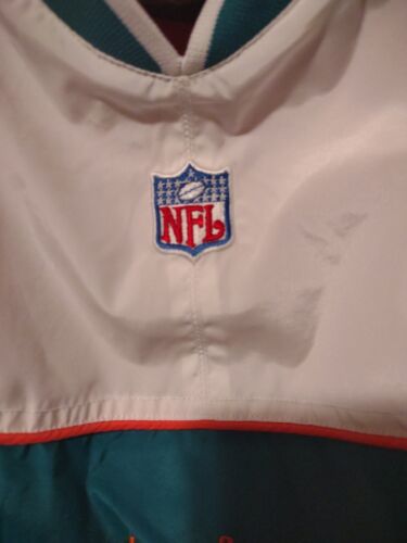 Miami Dolphins Jacket Mens L Team Player Issue NFL Warm Up Windbreaker Reebok - Picture 3 of 7