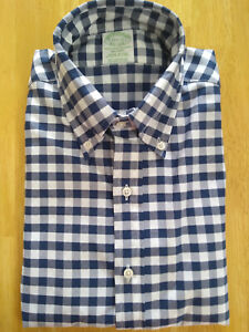 NWOT Brooks Brothers Blue & White Gingham Button Down Milano Fit MSRP $140 