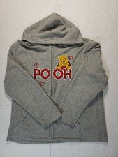 Disney S Winnie the Pooh Fleece Zip Up Hoodie Sweatshirt Gray Fleece SZ L Large