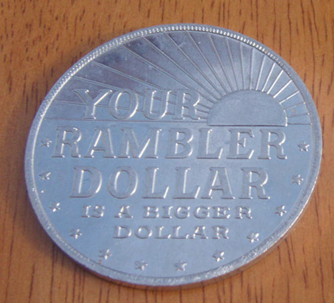 NOS Rambler Dollar Dealer Promo Coin Token  American Motors AMC Promotional Item