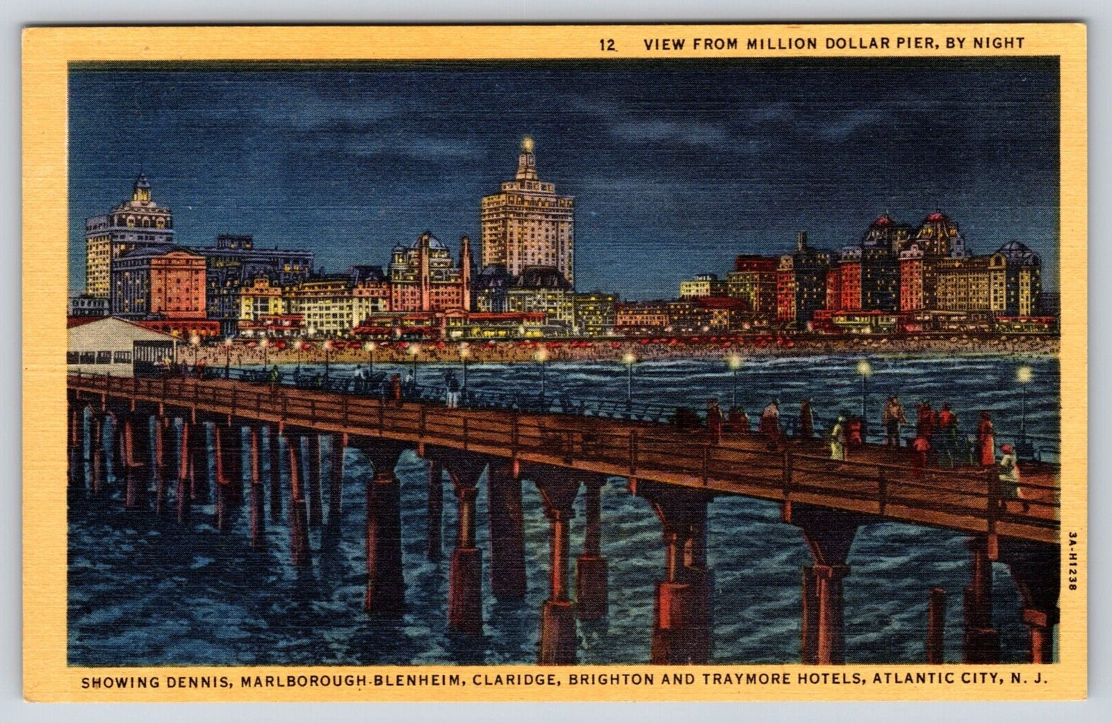 Original Vintage Antique Postcard Pier People Buildings Atlantic City New Jersey