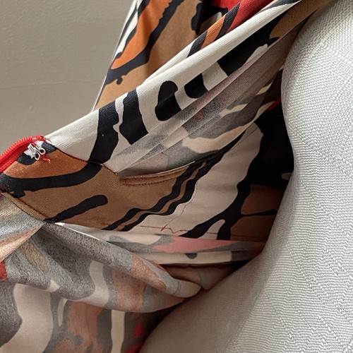 ISSA LONDON Red Brown Abstract Twist Wrap Front Kimono Sleeve Mini Dress Size 4 - Picture 14 of 19