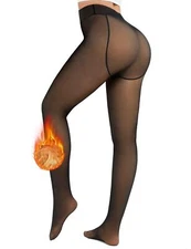 Yusongirl Women's Thermal Fleece Tights High Waist Black Size M