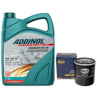 MotoröL Set 0W-20 Addinol 5 Liter + ÖLfilter SM 106 FüR Toyota RAV 4 IV 2.0 4WD