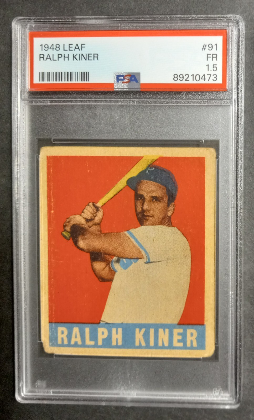 1948 Leaf - #91 Ralph Kiner - HOF - Rookie - PSA 1.5 FR