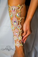Rhinestone leg bracelet, belly dance leg jewelry, ballroom leg bracelet leg cuff