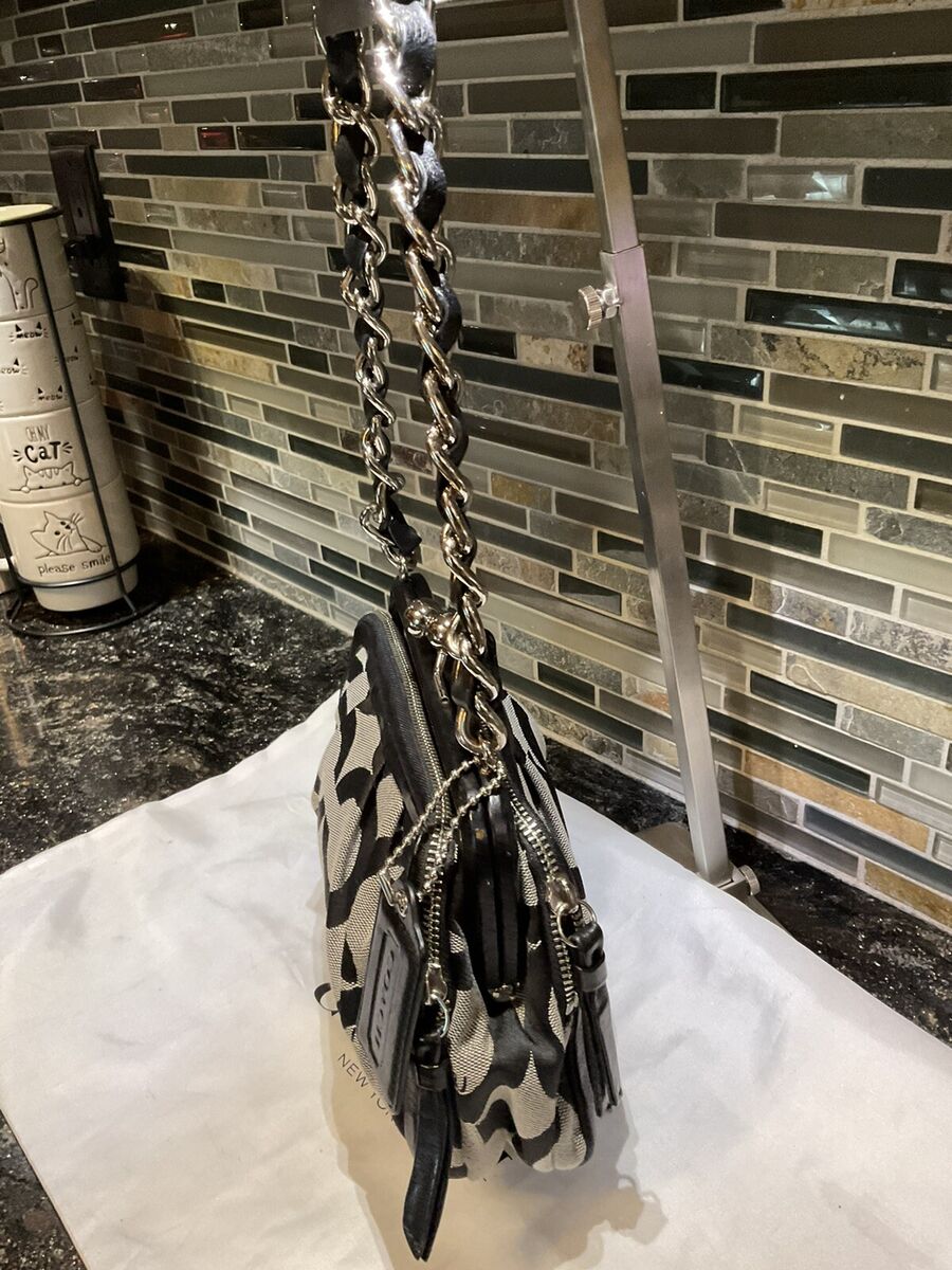 Coach Parker Kisslock Chain Clutch Signature Op Art 13623 Coach Parker Kisslock Chain Clutch Signature Op Art 13623