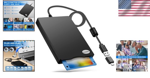 Plug and Play 3.5 Inch USB Floppy Reader, External Drive for Windows Access - Photo 2/10
